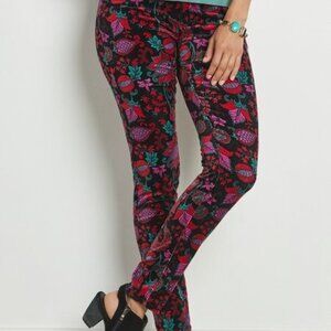 Soft Surroundings Black Floral Paisley Skinny Pants